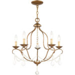 5 Light Antique Gold Leaf Chandelier with Steel base material-Lighting LumensChandeliers