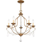 5 Light Antique Gold Leaf Chandelier with Steel base material-Lighting LumensChandeliers