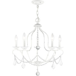 5 Light Antique White Chandelier with Steel base material-Lighting LumensChandeliers