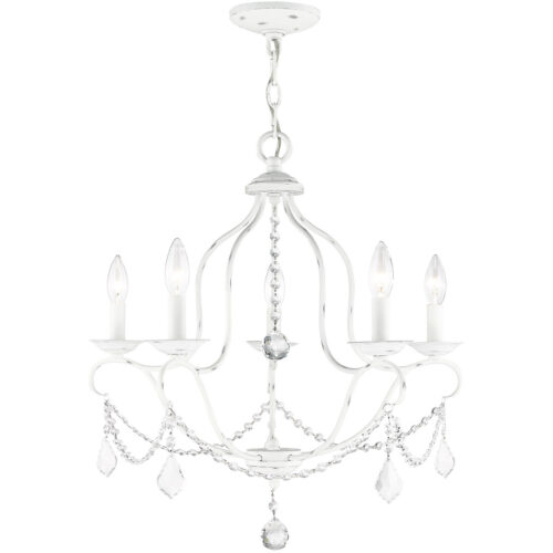 5 Light Antique White Chandelier with Steel base material-Lighting LumensChandeliers