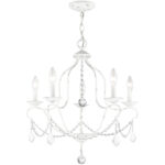 5 Light Antique White Chandelier with Steel base material-Lighting LumensChandeliers