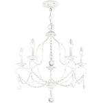 5 Light Antique White Chandelier with Steel base material-Lighting LumensChandeliers