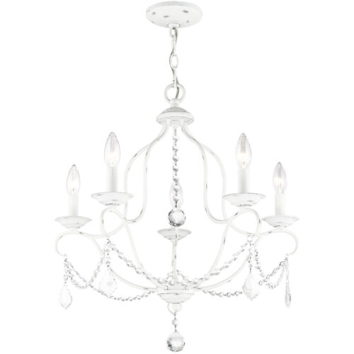 5 Light Antique White Chandelier with Steel base material-Lighting LumensChandeliers