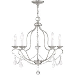 5 Light Brushed Nickel Chandelier with Steel base material-Lighting LumensChandeliers