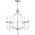 5 Light Brushed Nickel Chandelier with Steel base material-Lighting LumensChandeliers