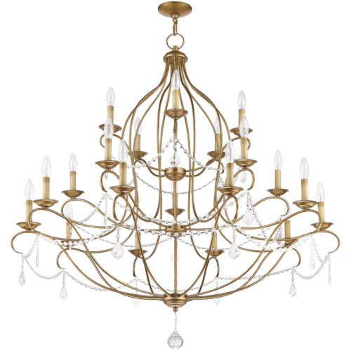 12 Light Antique Gold Leaf Chandelier with Steel base material-Lighting LumensChandeliers