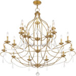 12 Light Antique Gold Leaf Chandelier with Steel base material-Lighting LumensChandeliers