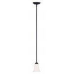 1 Light Black Mini Pendant with Hand Blown Satin Opal White Glass Shade-Lighting LumensPendant Lights