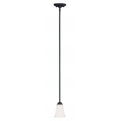 1 Light Black Mini Pendant with Hand Blown Satin Opal White Glass Shade-Lighting LumensPendant Lights