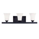 25.25 inch 3 Light Black Bathroom Vanity light fixture with Satin Opal White Glass Shade-Lighting LumensBath/Vanity