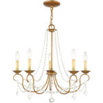 5 Light Antique Gold Leaf Chandelier with Steel base material-Lighting LumensChandeliers