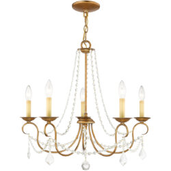 5 Light Antique Gold Leaf Chandelier with Steel base material-Lighting LumensChandeliers