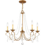 5 Light Antique Gold Leaf Chandelier with Steel base material-Lighting LumensChandeliers