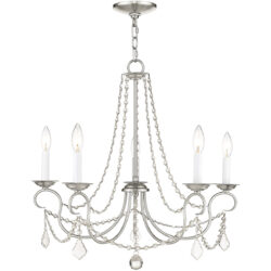 5 Light Brushed Nickel Chandelier with Steel base material-Lighting LumensChandeliers