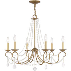 6 Light Antique Gold Leaf Chandelier with Steel base material-Lighting LumensChandeliers