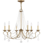 6 Light Antique Gold Leaf Chandelier with Steel base material-Lighting LumensChandeliers