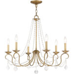 6 Light Antique Gold Leaf Chandelier with Steel base material-Lighting LumensChandeliers