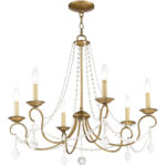 6 Light Antique Gold Leaf Chandelier with Steel base material-Lighting LumensChandeliers