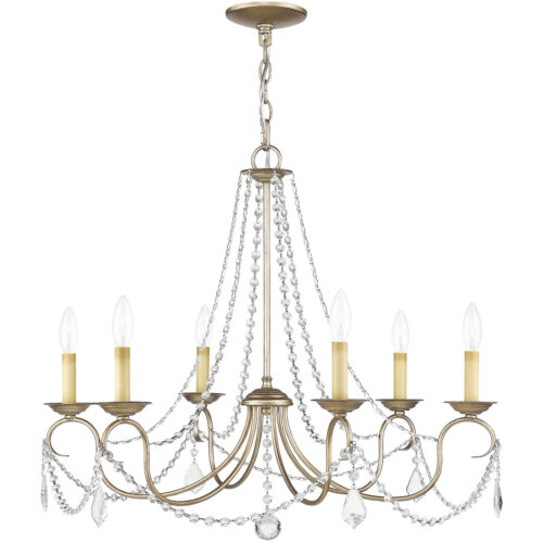 6 Light Antique Silver Leaf Chandelier with Steel base material-Lighting LumensChandeliers