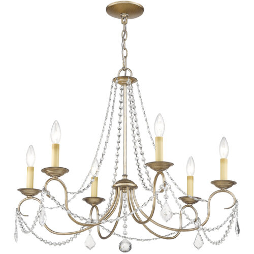 6 Light Antique Silver Leaf Chandelier with Steel base material-Lighting LumensChandeliers