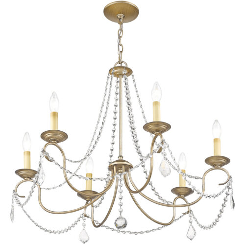 6 Light Antique Silver Leaf Chandelier with Steel base material-Lighting LumensChandeliers