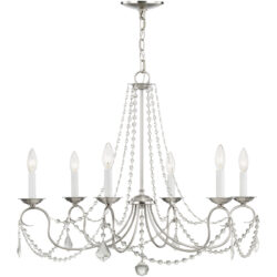 6 Light Brushed Nickel Chandelier with Steel base material-Lighting LumensChandeliers