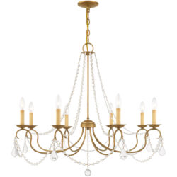 8 Light Antique Gold Leaf Chandelier with Steel base material-Lighting LumensChandeliers