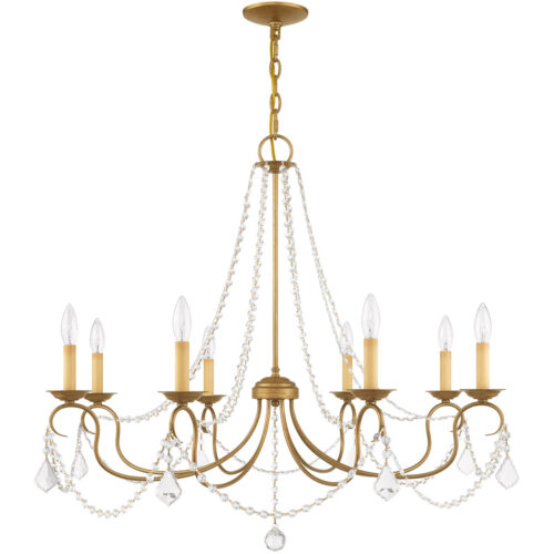 8 Light Antique Gold Leaf Chandelier with Steel base material-Lighting LumensChandeliers