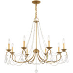 8 Light Antique Gold Leaf Chandelier with Steel base material-Lighting LumensChandeliers