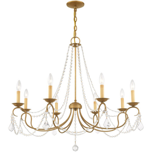 8 Light Antique Gold Leaf Chandelier with Steel base material-Lighting LumensChandeliers