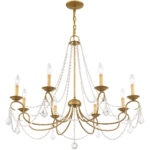 8 Light Antique Gold Leaf Chandelier with Steel base material-Lighting LumensChandeliers