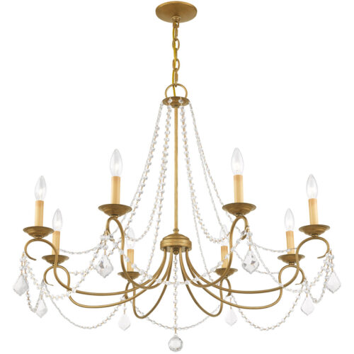 8 Light Antique Gold Leaf Chandelier with Steel base material-Lighting LumensChandeliers