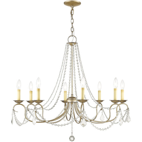 8 Light Antique Silver Leaf Chandelier with Steel base material-Lighting LumensChandeliers