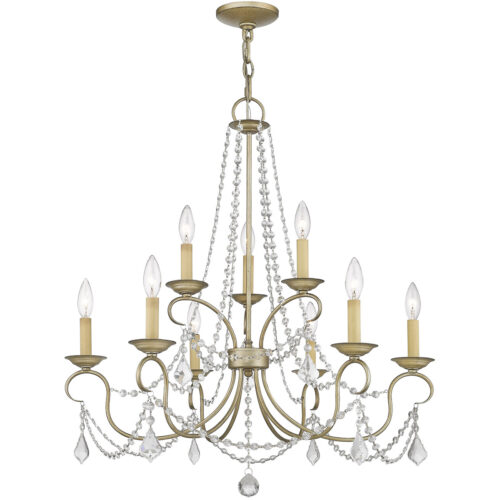 9 Light Antique Silver Leaf Chandelier with Steel base material-Lighting LumensChandeliers