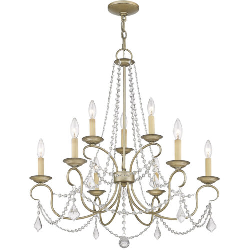 9 Light Antique Silver Leaf Chandelier with Steel base material-Lighting LumensChandeliers