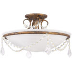 3 Light Verona Bronze Ceiling Light fixture with White Alabaster Glass Shade-Lighting LumensFlush Mount Ceiling Lights