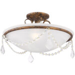 3 Light Verona Bronze Ceiling Light fixture with White Alabaster Glass Shade-Lighting LumensFlush Mount Ceiling Lights