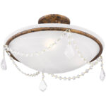 3 Light Verona Bronze Ceiling Light fixture with White Alabaster Glass Shade-Lighting LumensFlush Mount Ceiling Lights