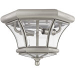 2 Light Brushed Nickel Ceiling Light fixture with Clear Beveled Glass Shade-Lighting LumensFlush Mount Ceiling Lights