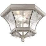 2 Light Brushed Nickel Ceiling Light fixture with Clear Beveled Glass Shade-Lighting LumensFlush Mount Ceiling Lights