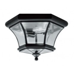 3 Light Black Ceiling Light fixture with Clear Beveled Glass Shade-Lighting LumensFlush Mount Ceiling Lights