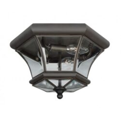 3 Light Bronze Ceiling Light fixture with Clear Beveled Glass Shade-Lighting LumensFlush Mount Ceiling Lights