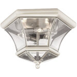 3 Light Brushed Nickel Ceiling Light fixture with Clear Beveled Glass Shade-Lighting LumensFlush Mount Ceiling Lights