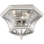 3 Light Brushed Nickel Ceiling Light fixture with Clear Beveled Glass Shade-Lighting LumensFlush Mount Ceiling Lights