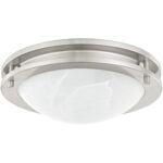 2 Light Brushed Nickel Ceiling Light fixture with White Alabaster Glass Shade-Lighting LumensFlush Mount Ceiling Lights