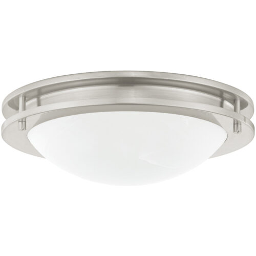 2 Light Brushed Nickel Ceiling Light fixture with White Alabaster Glass Shade-Lighting LumensFlush Mount Ceiling Lights