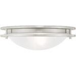 2 Light Brushed Nickel Ceiling Light fixture with White Alabaster Glass Shade-Lighting LumensFlush Mount Ceiling Lights