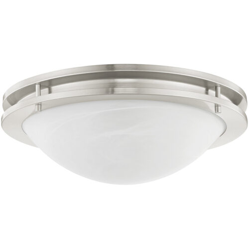 3 Light Brushed Nickel Ceiling Light fixture with White Alabaster Glass Shade-Lighting LumensFlush Mount Ceiling Lights