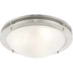 3 Light Brushed Nickel Ceiling Light fixture with White Alabaster Glass Shade-Lighting LumensFlush Mount Ceiling Lights