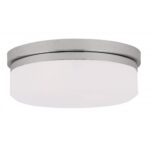 2 Light Polished Chrome Ceiling Light fixture or Wall Mount with Hand Blown Satin White Glass Shade-Lighting LumensFlush Mount Ceiling Lights